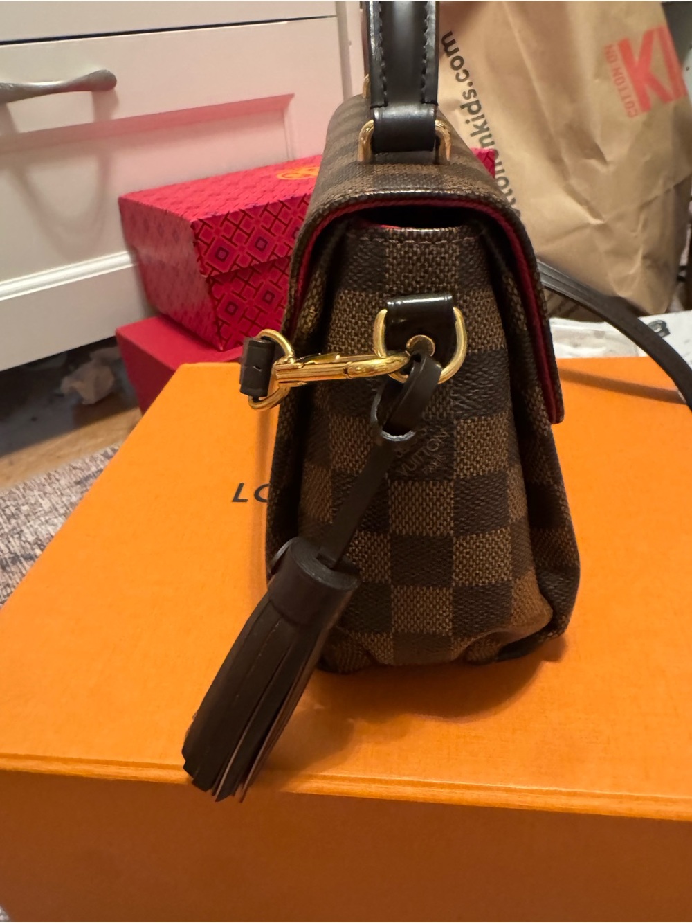 Louis Vuitton Brown Damier Top Handle Satchel with Gold Hardware - Picture 5 of 9
